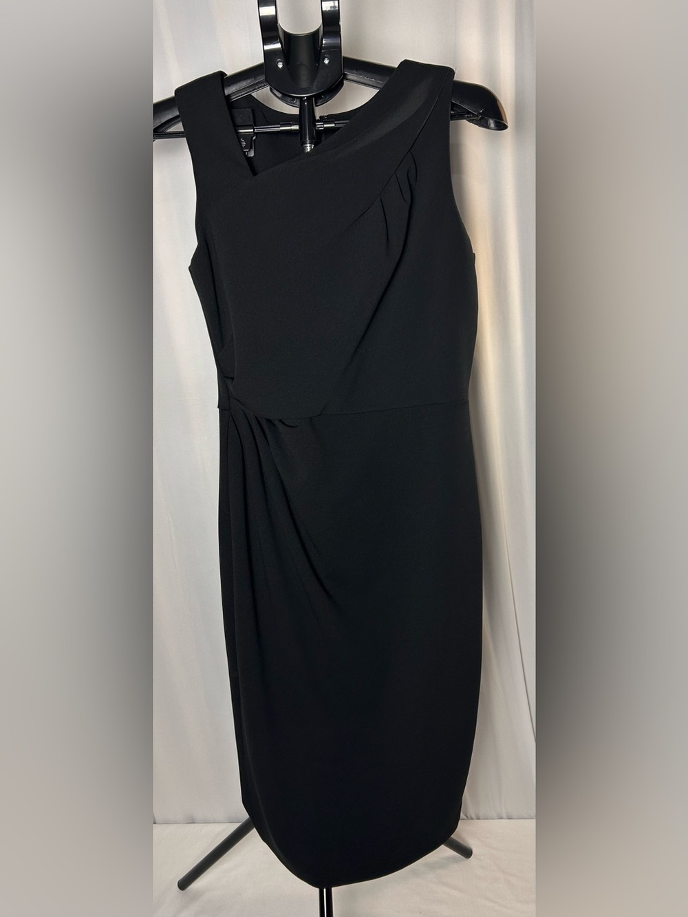 Calvin Klein Black One-Shoulder Draped Sheath Dress